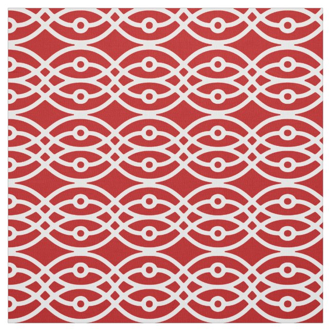 Kimono print, dark red and white fabric (Swatch)