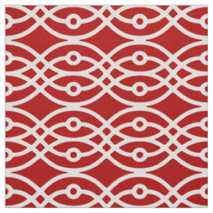 Kimono print, dark red and white fabric