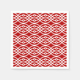 Kimono print, dark red and white napkin