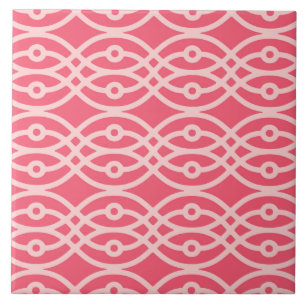 Kimono print, deep coral pink tile