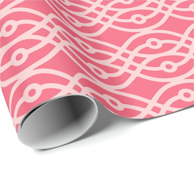 Kimono print, deep coral pink wrapping paper (Roll Corner)