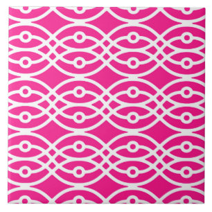 Kimono print, fuchsia pink and white tile