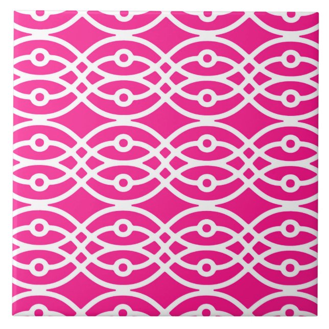 Kimono print, fuchsia pink and white tile (Front)