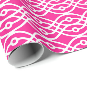 Kimono print, fuchsia pink and white wrapping paper