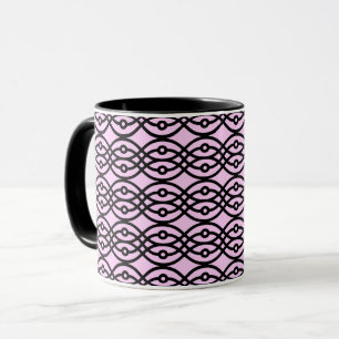 Kimono print, ice pink and black mug