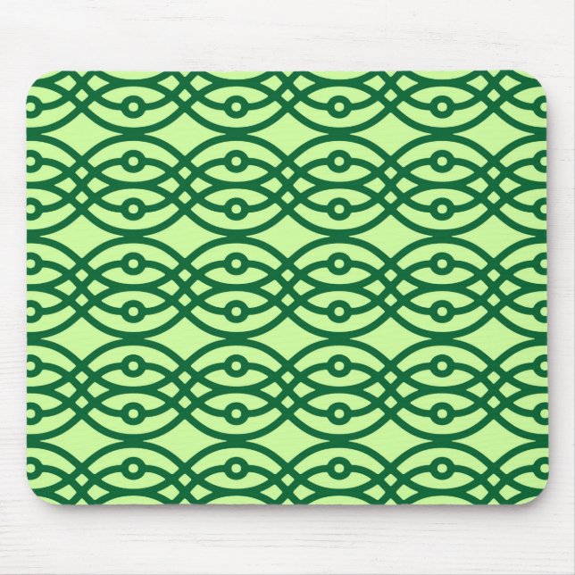 Kimono print, light & dark green mouse mat (Front)