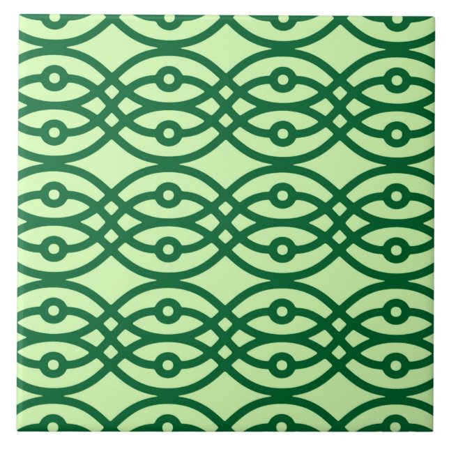 Kimono print, light & dark green tile (Front)