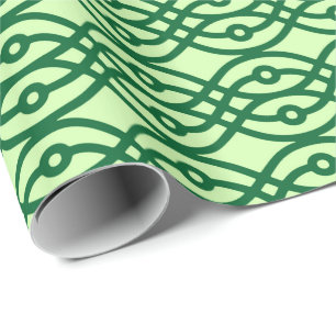 Kimono print, light & dark green wrapping paper