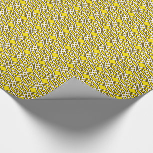 Kimono print, mustard yellow and white wrapping paper