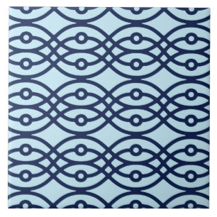 Kimono print, navy and light blue tile
