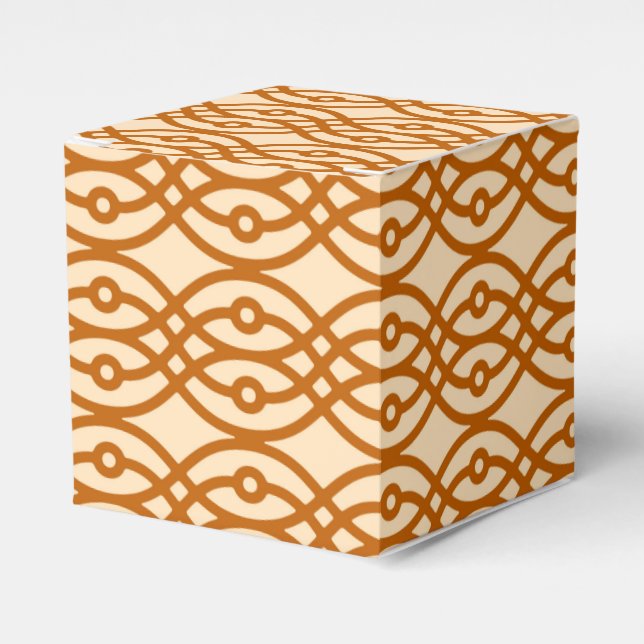 Kimono print, peach and terracotta favour box (Front Side)