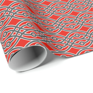 Kimono print, red, grey and white wrapping paper