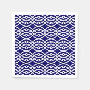 Kimono print, silver grey and navy blue napkin