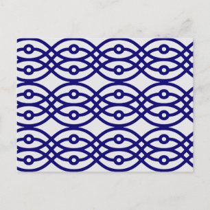 Kimono print, silver grey and navy blue postcard