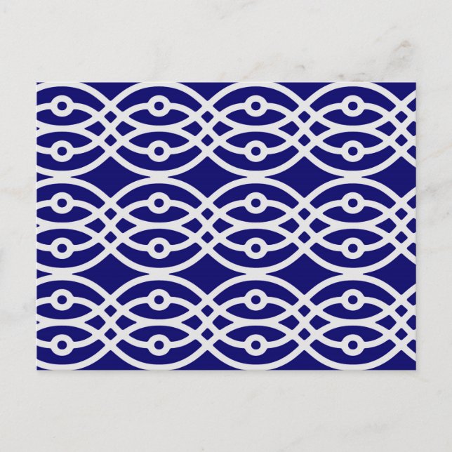 Kimono print, silver grey and navy blue postcard (Front)