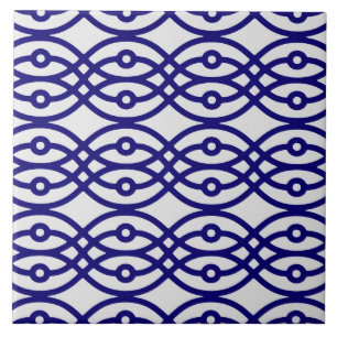 Kimono print, silver grey and navy blue tile