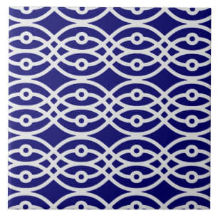 Kimono print, silver grey and navy blue tile
