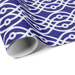 Kimono print, silver grey and navy blue wrapping paper