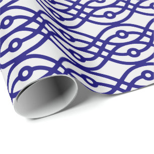 Kimono print, silver grey and navy blue wrapping paper
