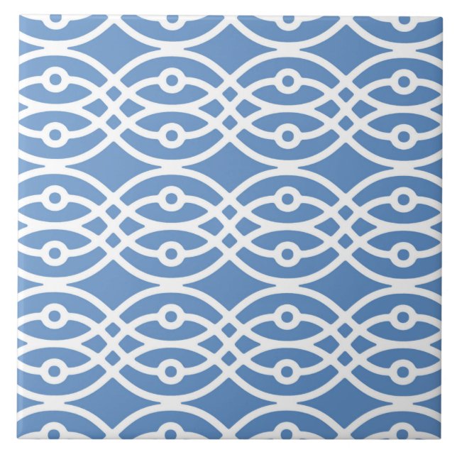 Kimono print, sky blue and white tile (Front)