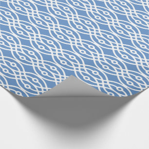 Kimono print, sky blue and white wrapping paper