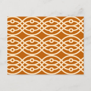 Kimono print, terracotta and peach postcard