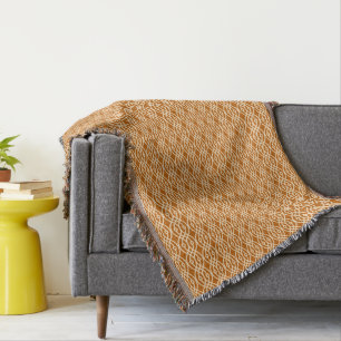 Kimono print, terracotta and peach throw blanket