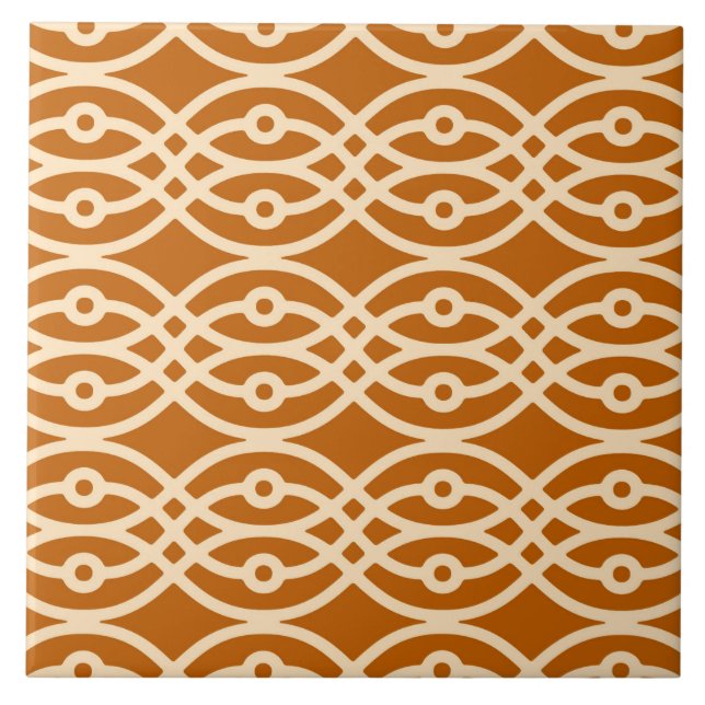 Kimono print, terracotta and peach tile (Front)