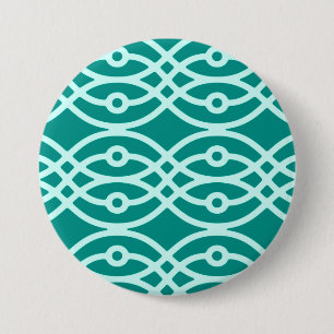 Kimono print, turquoise and aqua 7.5 cm round badge