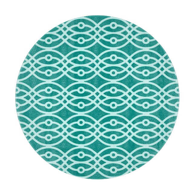 Kimono print, turquoise and aqua cutting board (Front)
