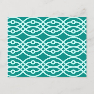 Kimono print, turquoise and aqua postcard