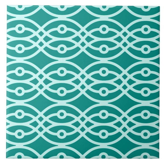 Kimono print, turquoise and aqua tile (Front)