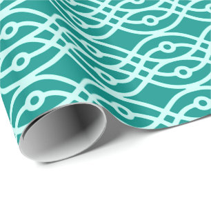 Kimono print, turquoise and aqua wrapping paper