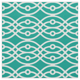 Kimono print, turquoise and white fabric