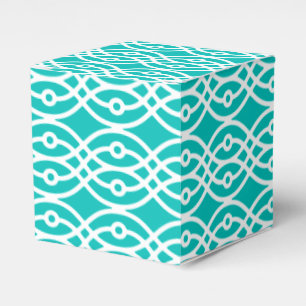 Kimono print, turquoise and white favour box