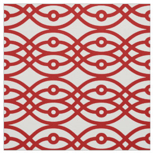 Kimono print, white and dark red fabric