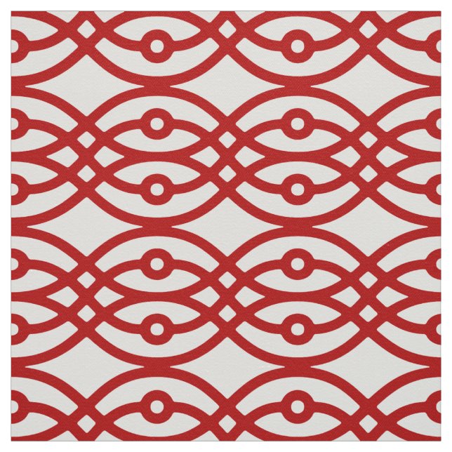 Kimono print, white and dark red fabric (Swatch)