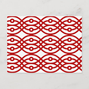 Kimono print, white and dark red postcard