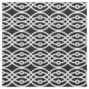Kimono print, white on black fabric