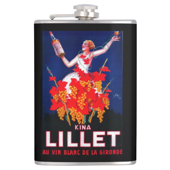 Kina Lillet Vintage PosterEurope Hip Flask (Front)