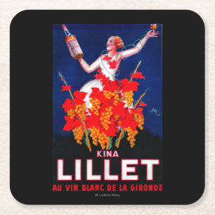 Kina Lillet Vintage PosterEurope Square Paper Coaster