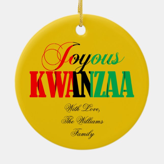 Kinara Candle Colours Joyous Kwanzaa Ceramic Tree Decoration (Back)