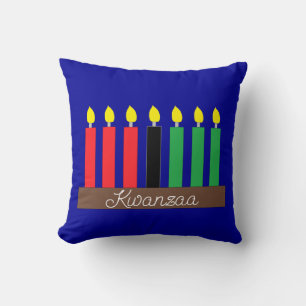 Kinara for Kwanzaa: Dark Blue Cushion