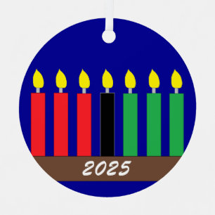 Kinara for Kwanzaa: Dark Blue Metal Tree Decoration