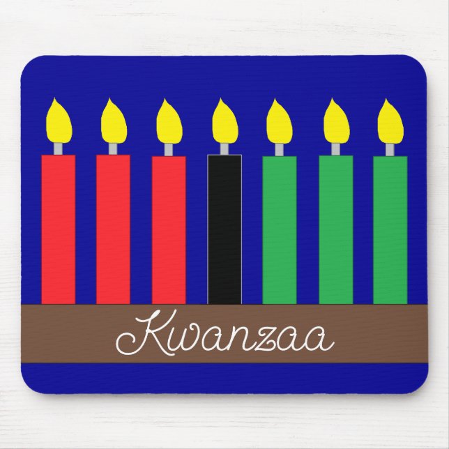 Kinara for Kwanzaa:  Dark Blue Mouse Mat (Front)