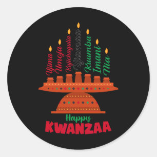 Kinara Seven Candles Principles Of Kwanzaa Happy K Classic Round Sticker