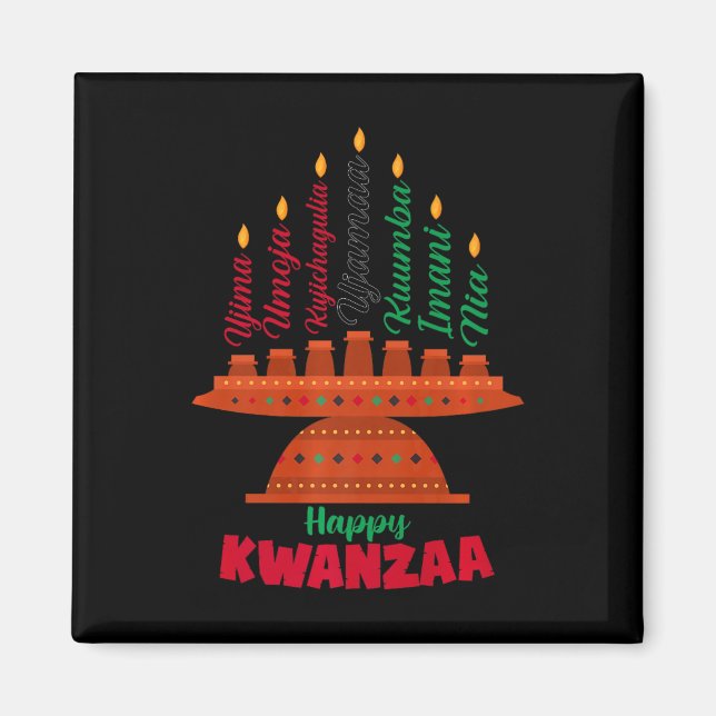 Kinara Seven Candles Principles Of Kwanzaa Happy K Magnet (Front)