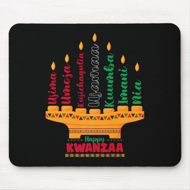 Kinara Seven Candles Principles Of Kwanzaa Happy K Mouse Mat (Front)