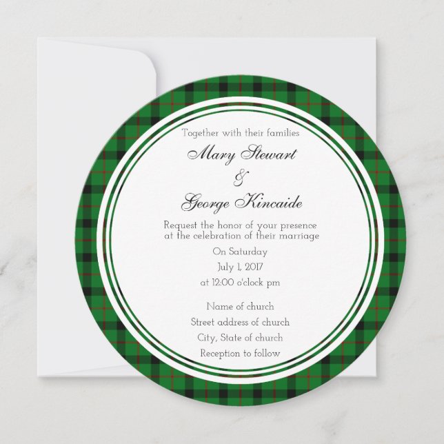 Kincaide Scottish Wedding Round Invitation (Front)
