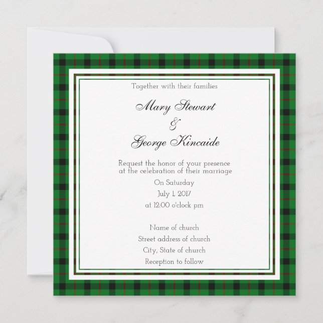 Kincaide Scottish Wedding Square Invitation (Front)